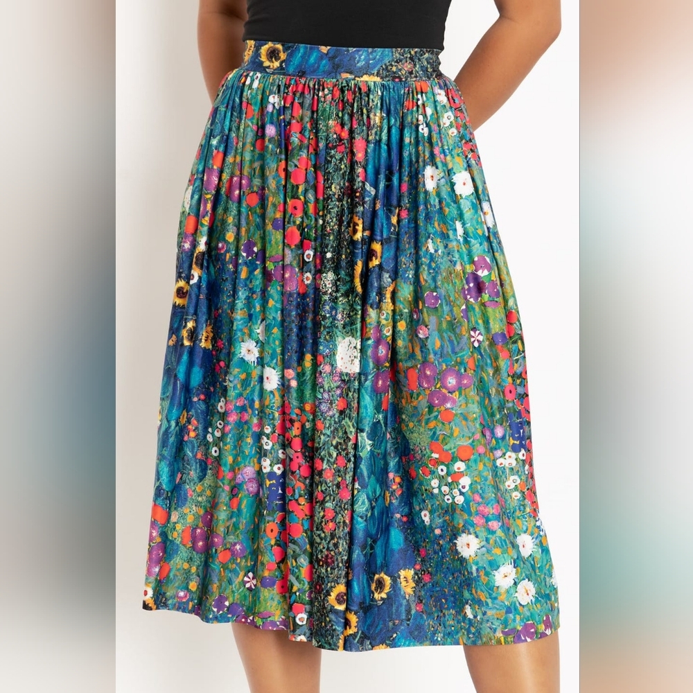 NWT Blackmilk Klimt Collage Slinky Pocket Skirt Size Small